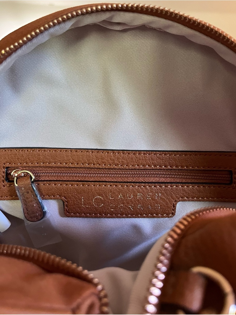LC Lauren Conrad Brown Faux Leather Heart Charm Backpack - Picture 7 of 10